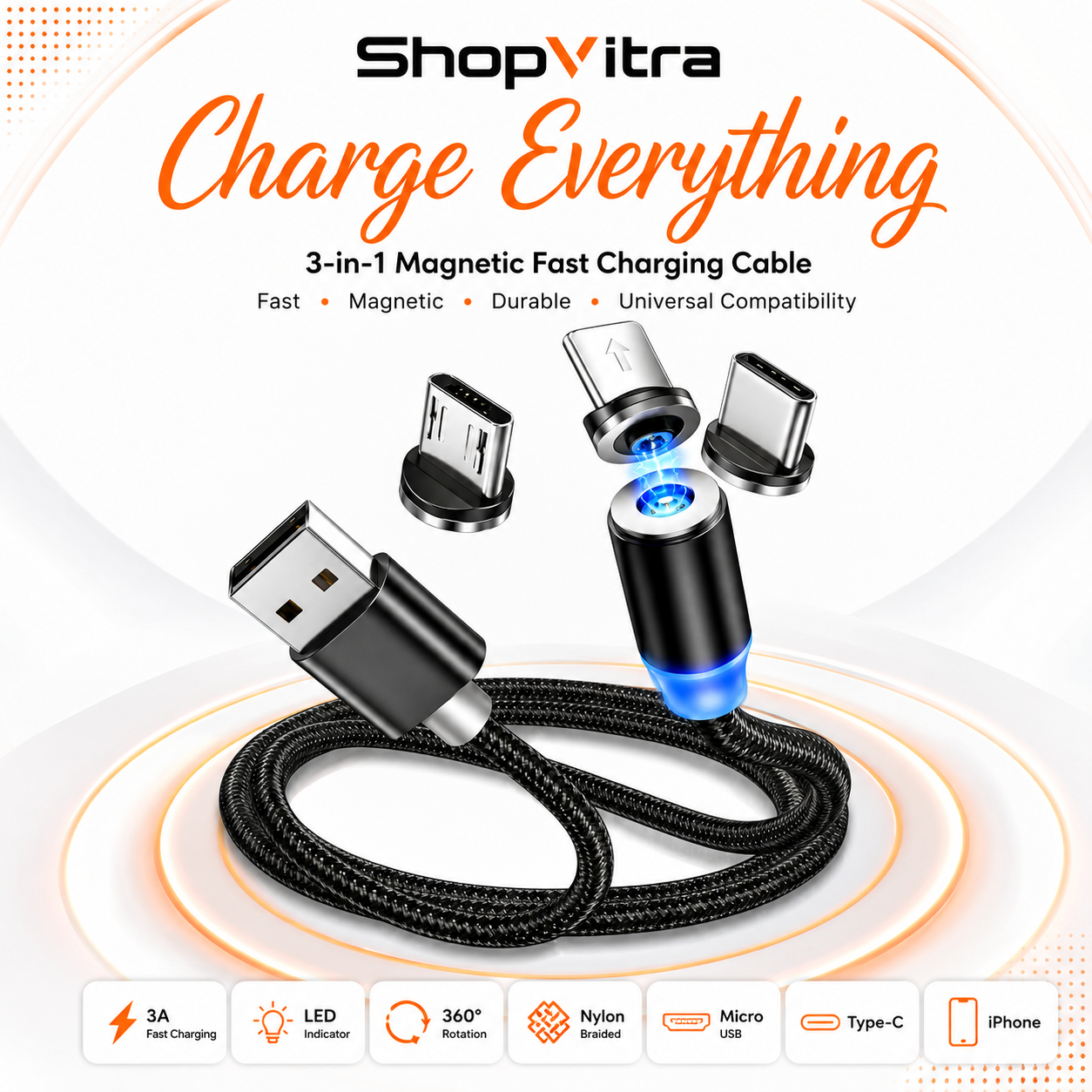 3-in-1 magnetic charging cable