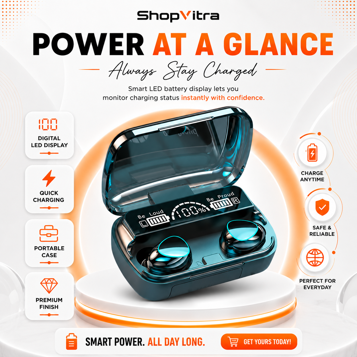 LED display earbuds