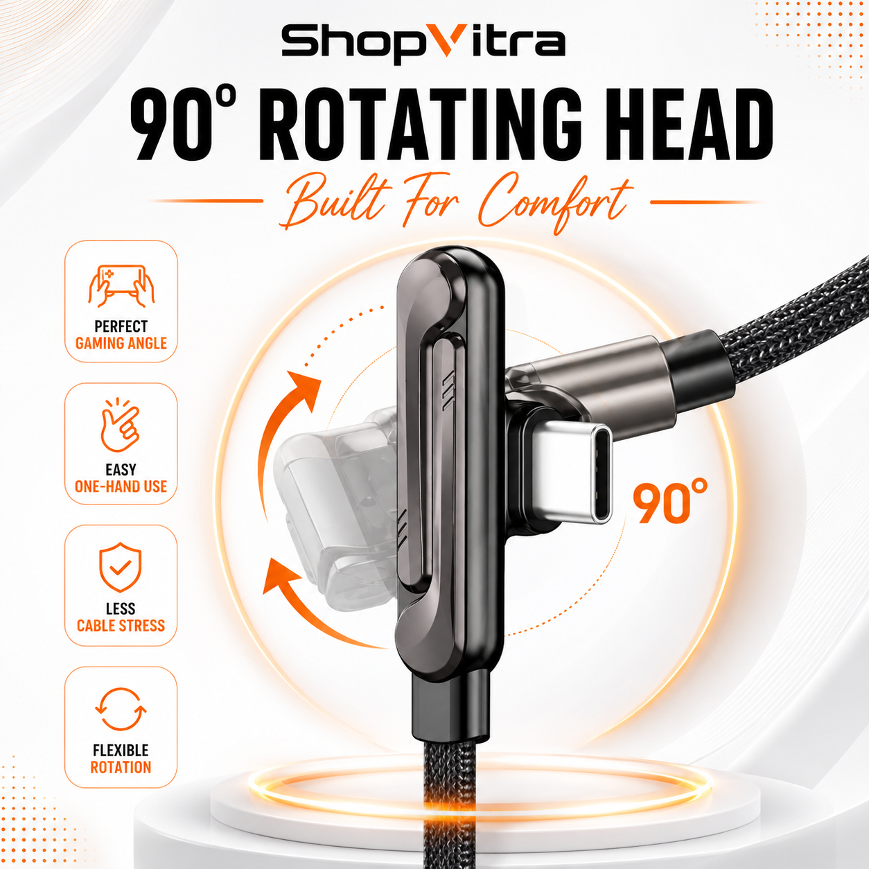 90° rotating USB-C cable