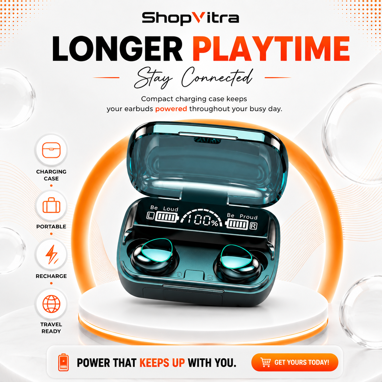 Long battery earbuds