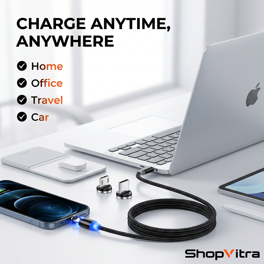 3-in-1 Magnetic Fast Charging Cable with LED Light