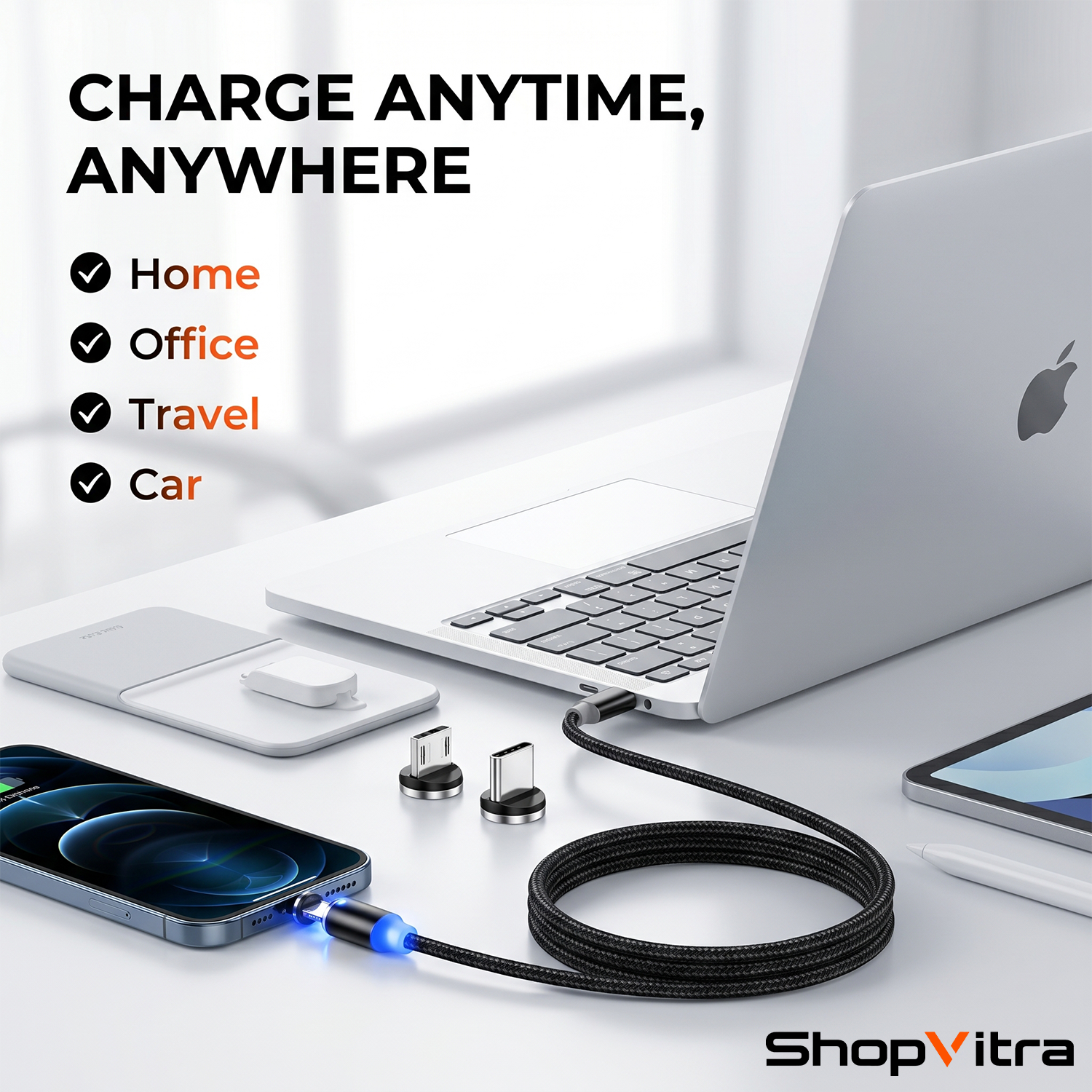 3-in-1 Magnetic Fast Charging Cable with LED Light