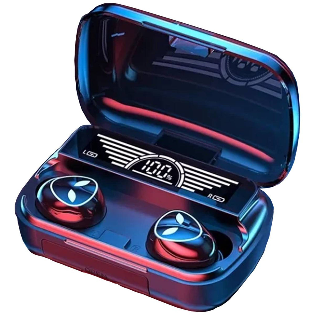 Wireless earbuds in a charging case on a purple background