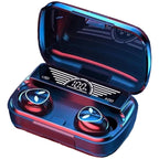 Wireless earbuds in a charging case on a purple background