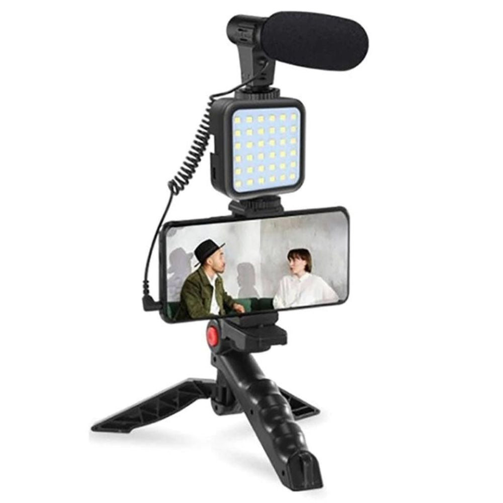 Phone-video-making-kit-with-microphone-LED-light-and-mini-tripod
