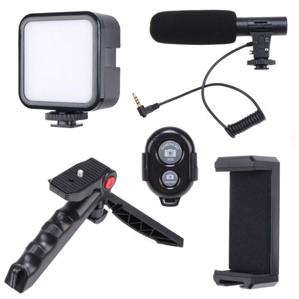 Complete-video-making-kit-accessories-with-light-mic-remote-and-holder