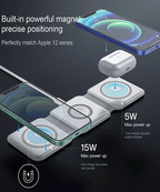 Magnetic wireless charger with 15W phone and 5W earbuds charging