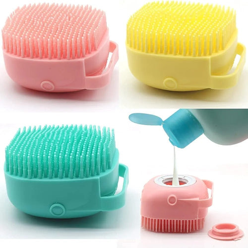 Set of colorful silicone cleaning brushes with a white background