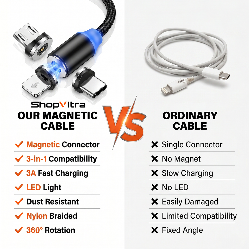 3-in-1 Magnetic Fast Charging Cable with LED Light