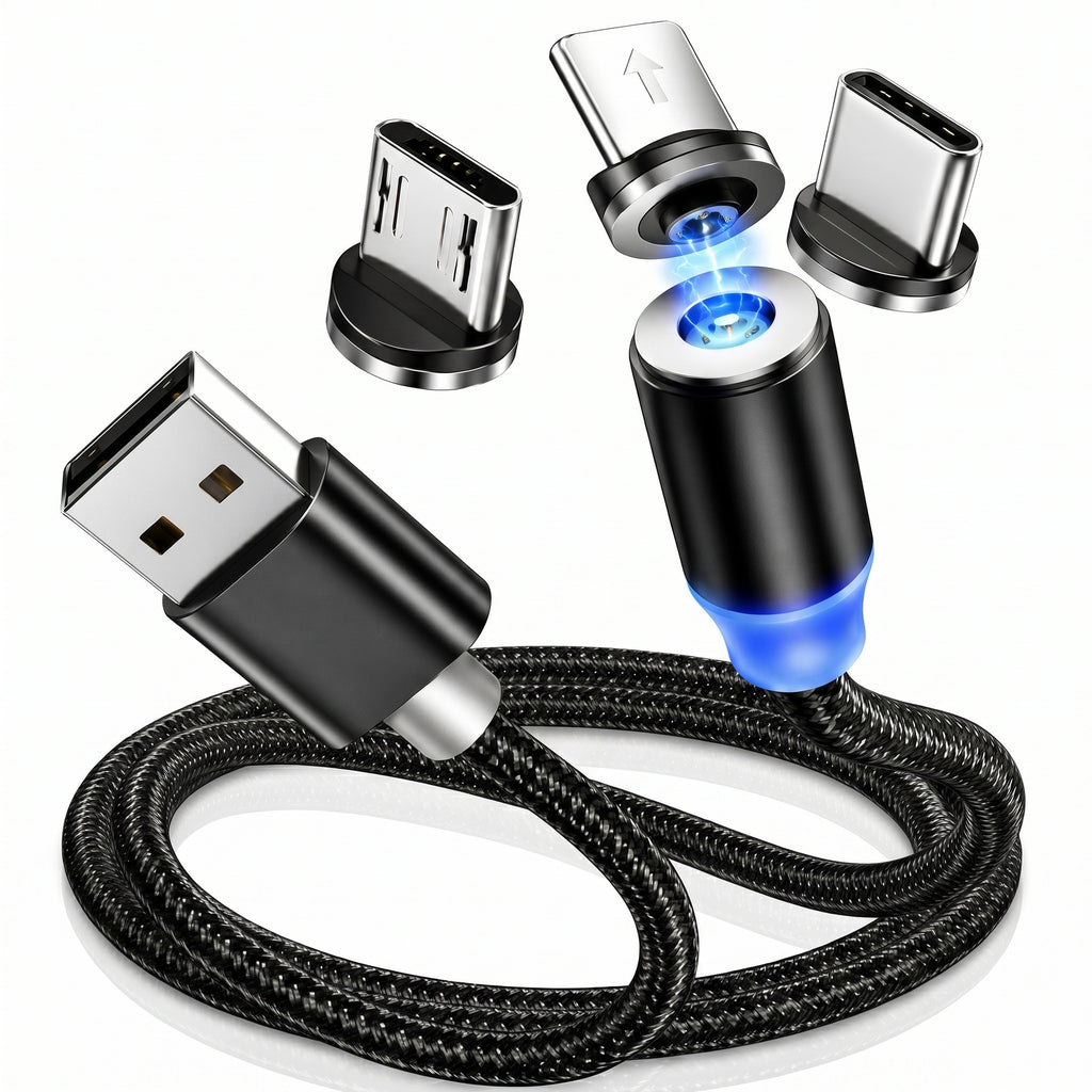 3-in-1 Magnetic Fast Charging Cable with LED Light