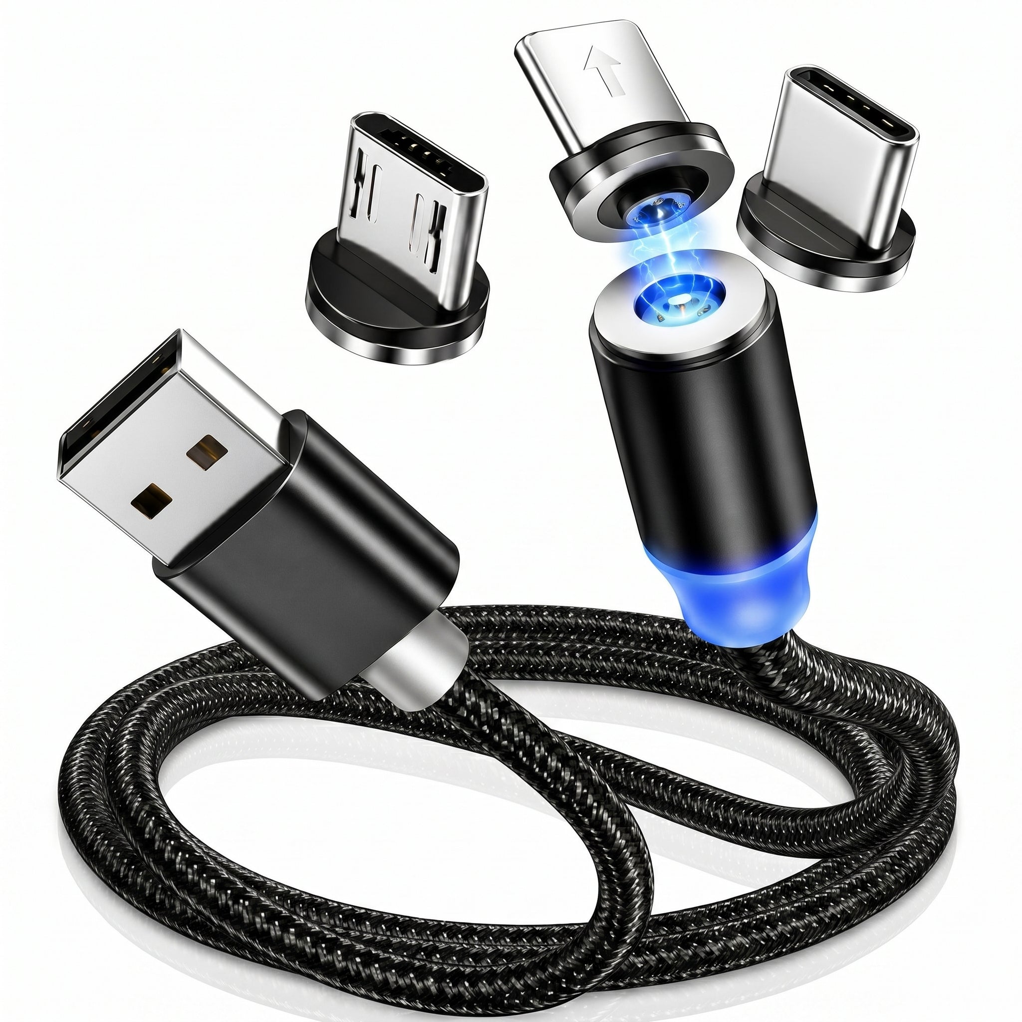 3-in-1 Magnetic Fast Charging Cable with LED Light